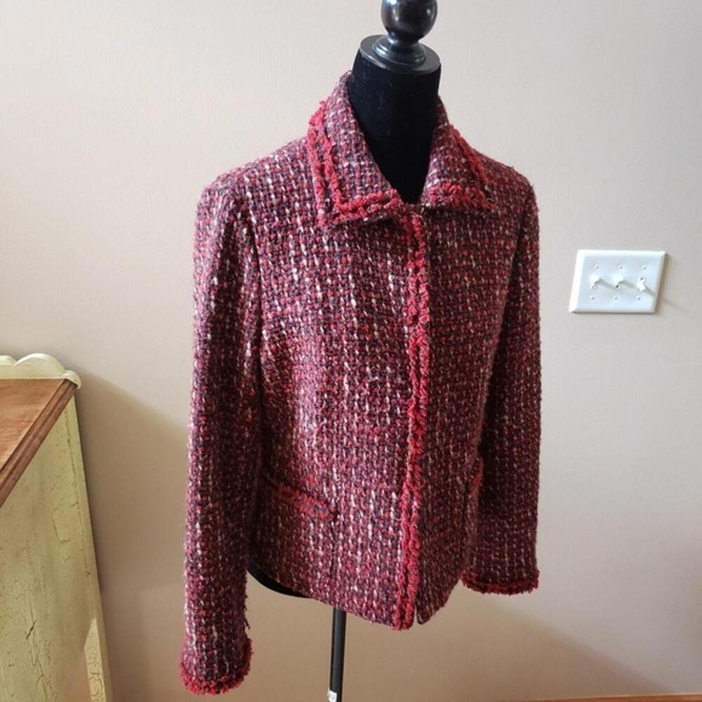 LKNW Nine West unique fun blazer texture red brown 10 blazer jacket